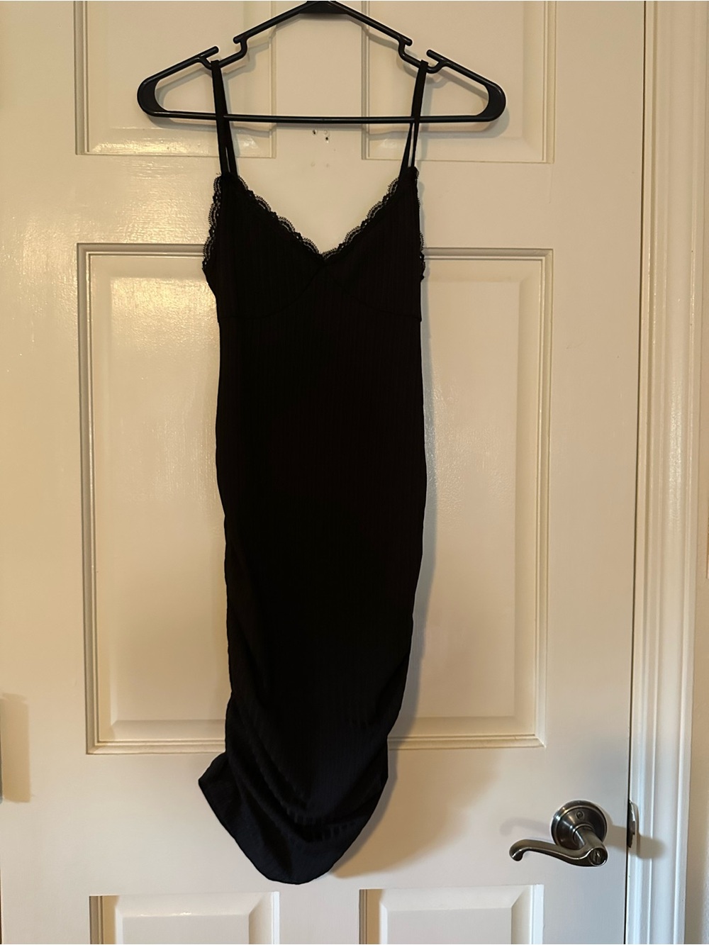 SHEIN Black Lace-Trim Midi Slip Dress
